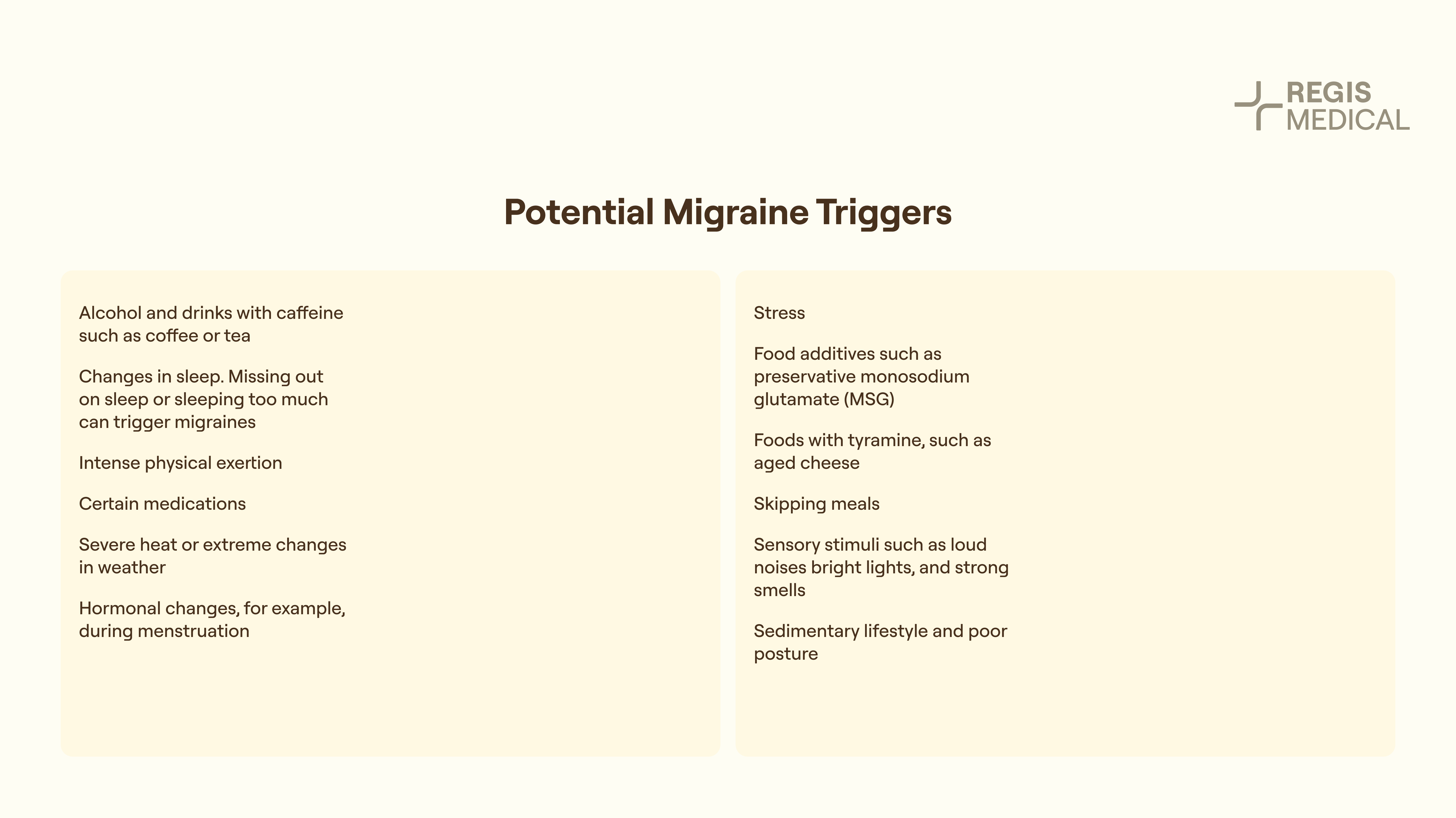 list of possible migraine triggers