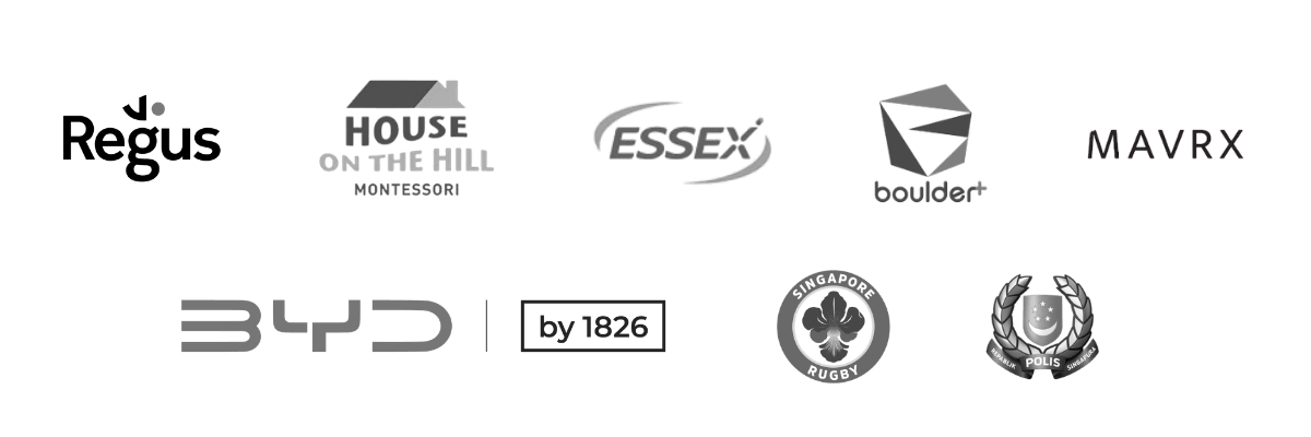 regis medical corporate health screening and corporate vaccination clients - Regus, House on the hill, essexbio, boulder+, BYD, Singapore Rugby, Singapore police force